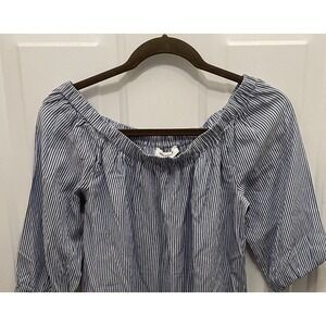 Blue White‎ Striped Beachlunchlounge Off The Shoulder Blouse Top Women's S Sail